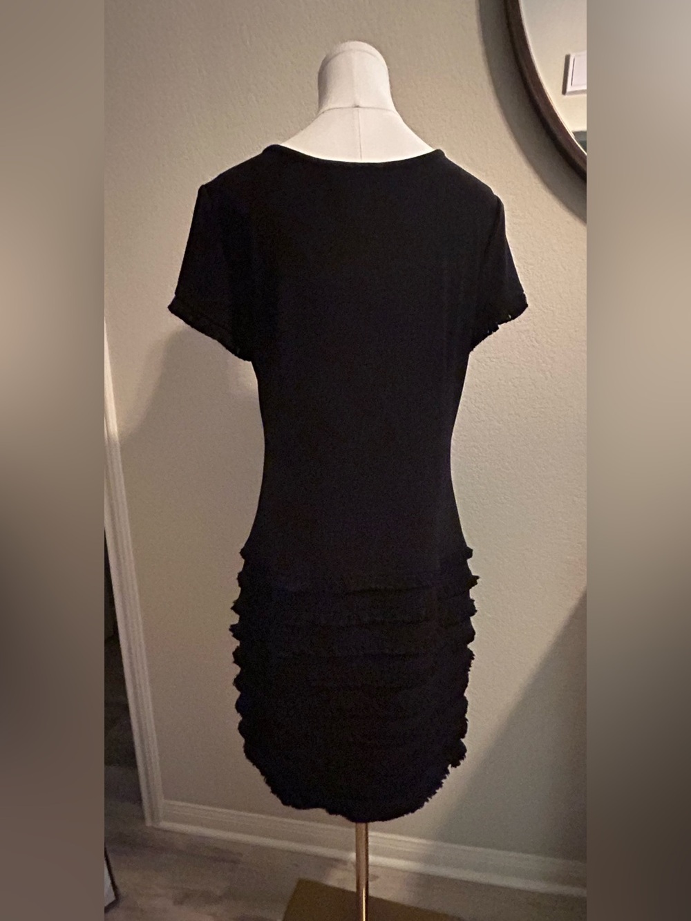 Joseph Ribkoff Black Short-Sleeve Ruffle-Tier Dress - Picture 2 of 4